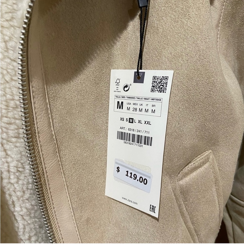 Zara Double Faced Shearling Cropped Jacket - image 6